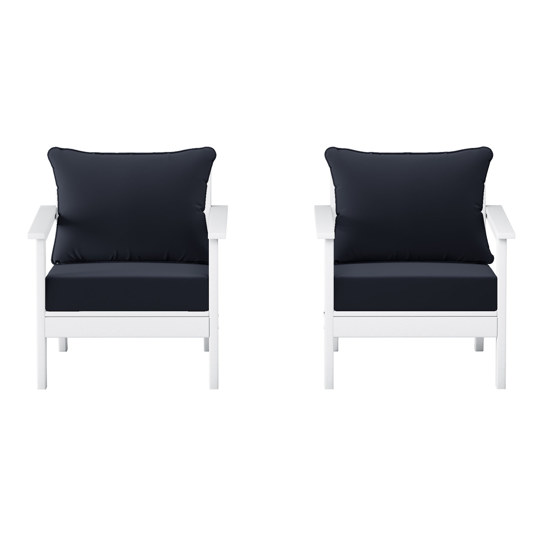 Avalon Outdoor Modern HDPE Patio Club Chairs with Deep Seat Cushions (Set of 2)
