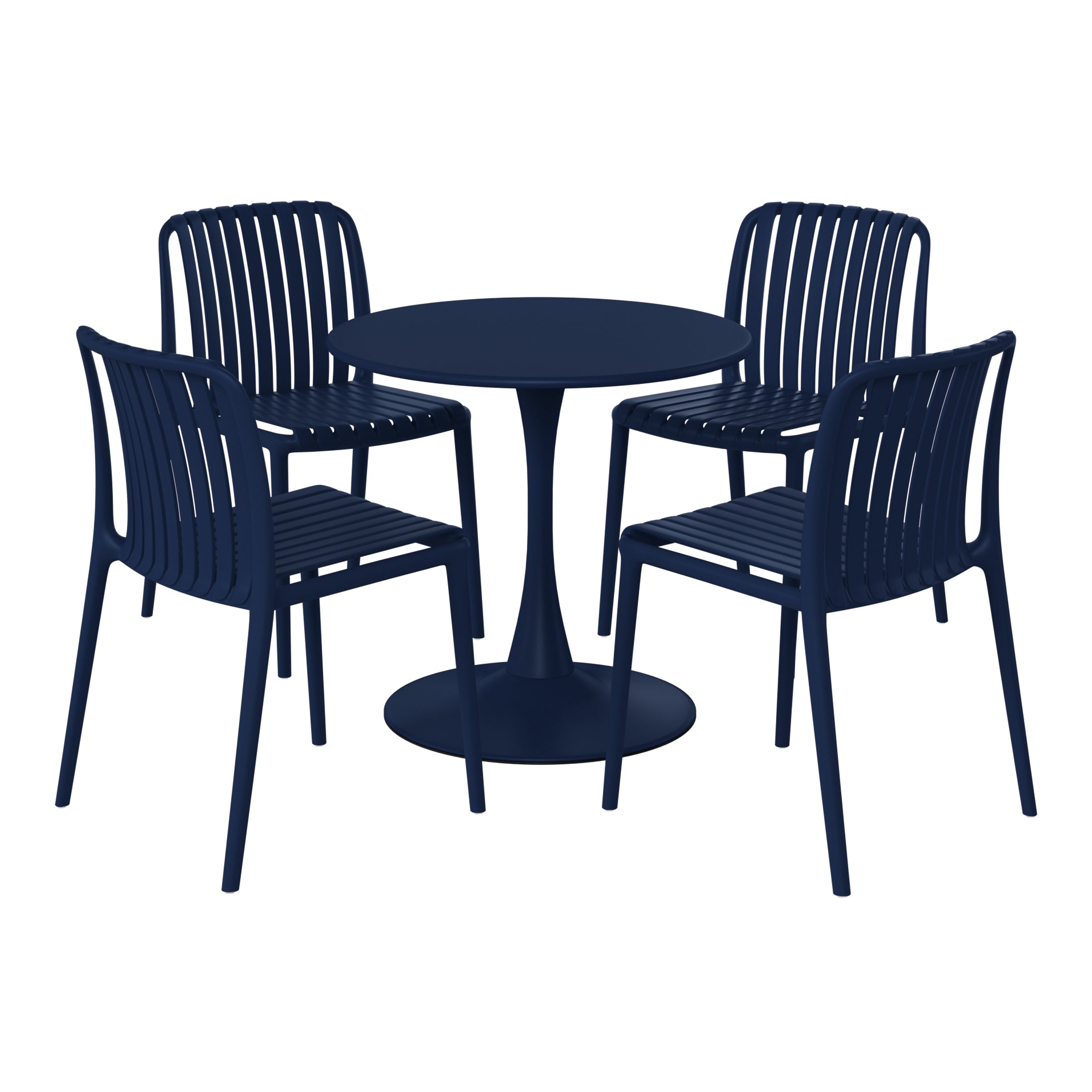 Playa 5-Piece Outdoor Metal Dining Table Set And Stackable Resin Patio Chairs