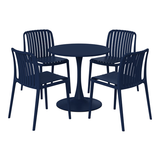 Playa 5-Piece Outdoor Metal Dining Table Set And Stackable Resin Patio Chairs