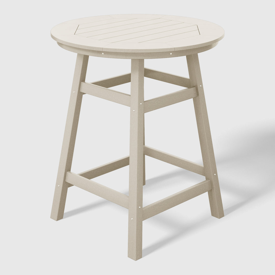 Malibu 5-Piece HDPE Outdoor Patio Dining Bar Bistro Table Set with Counter High Round Bar Stools