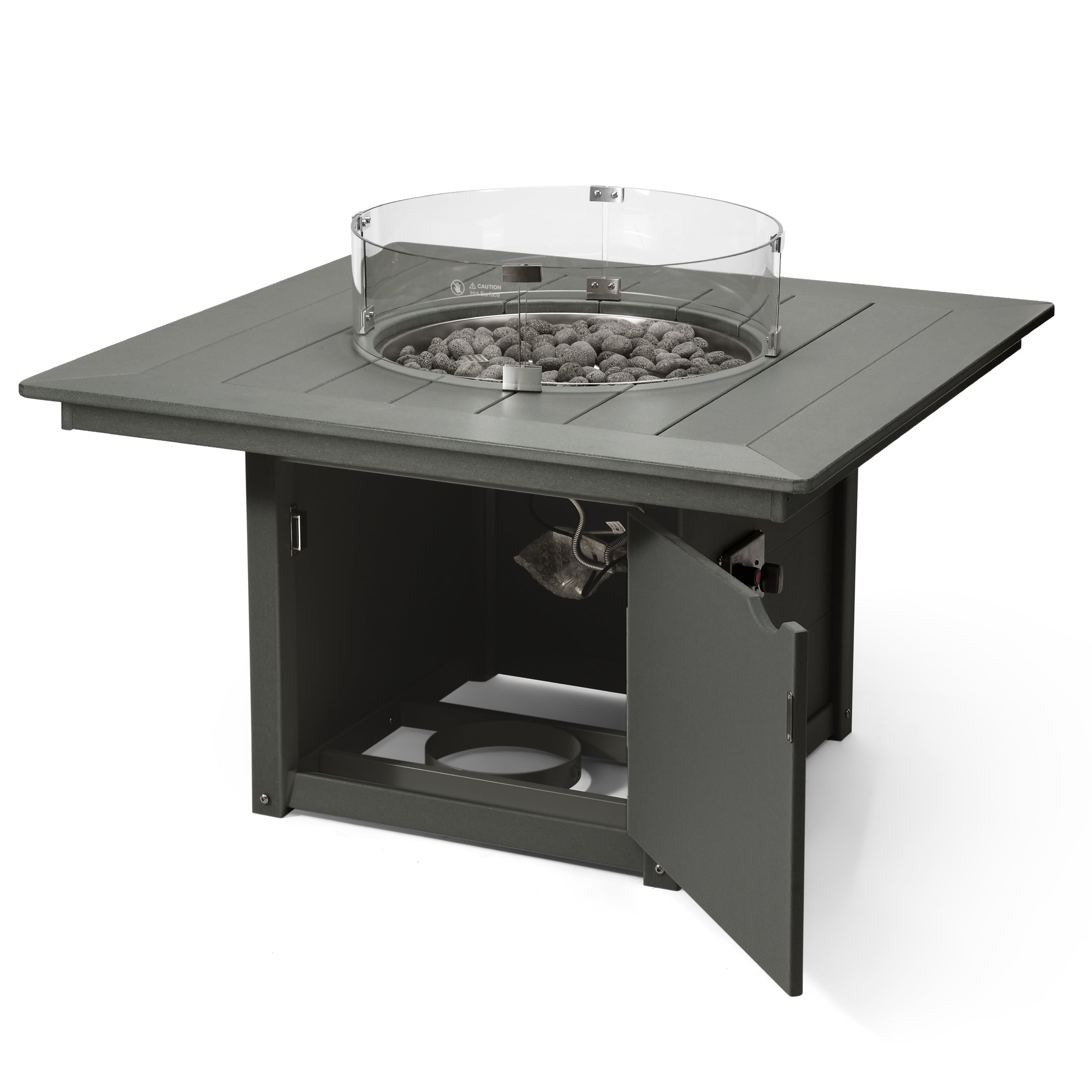 Helios 42" Modern Outdoor Patio Propane Square Fire Pit Table