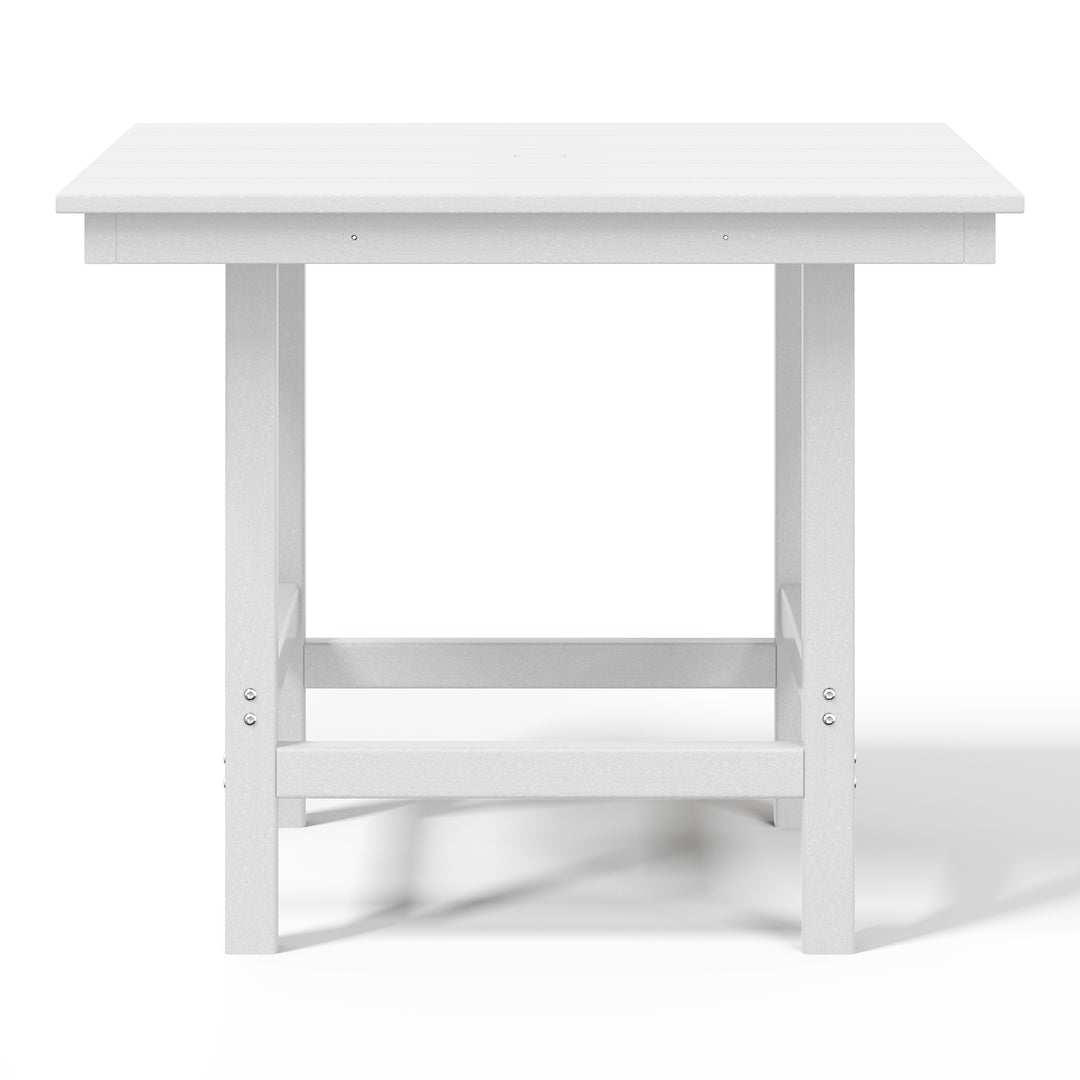 Ashore Outdoor HDPE 36" Square Patio Dining Table with Umbrella Hole