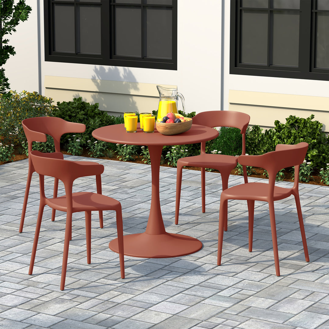 Playa Modern Stackable Resin Plastic Patio Dining Chair (Set of 4)