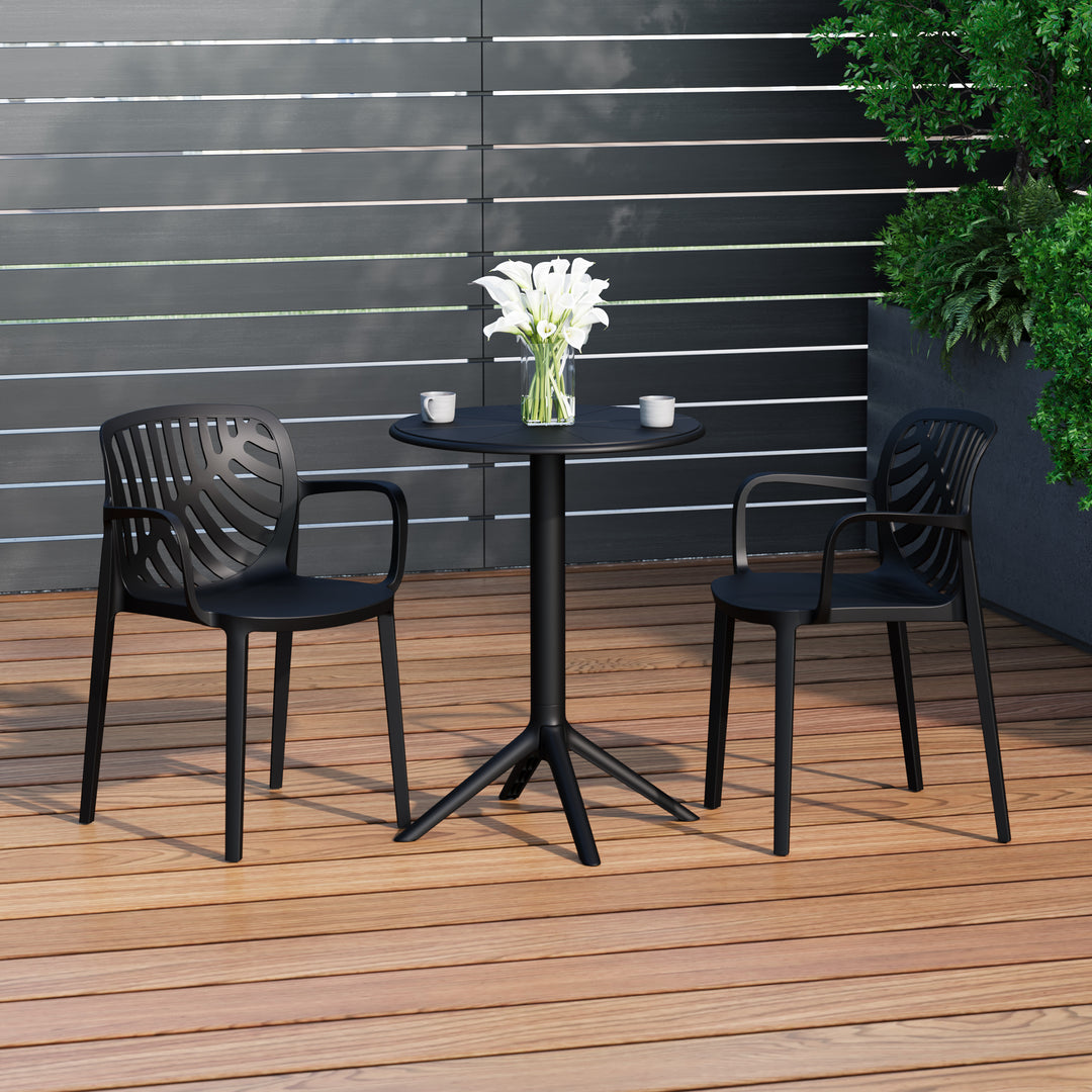 Playa 3-Piece Outdoor Resin Patio Bistro Table Set with Stackable Patio Dining Side Chairs For 2