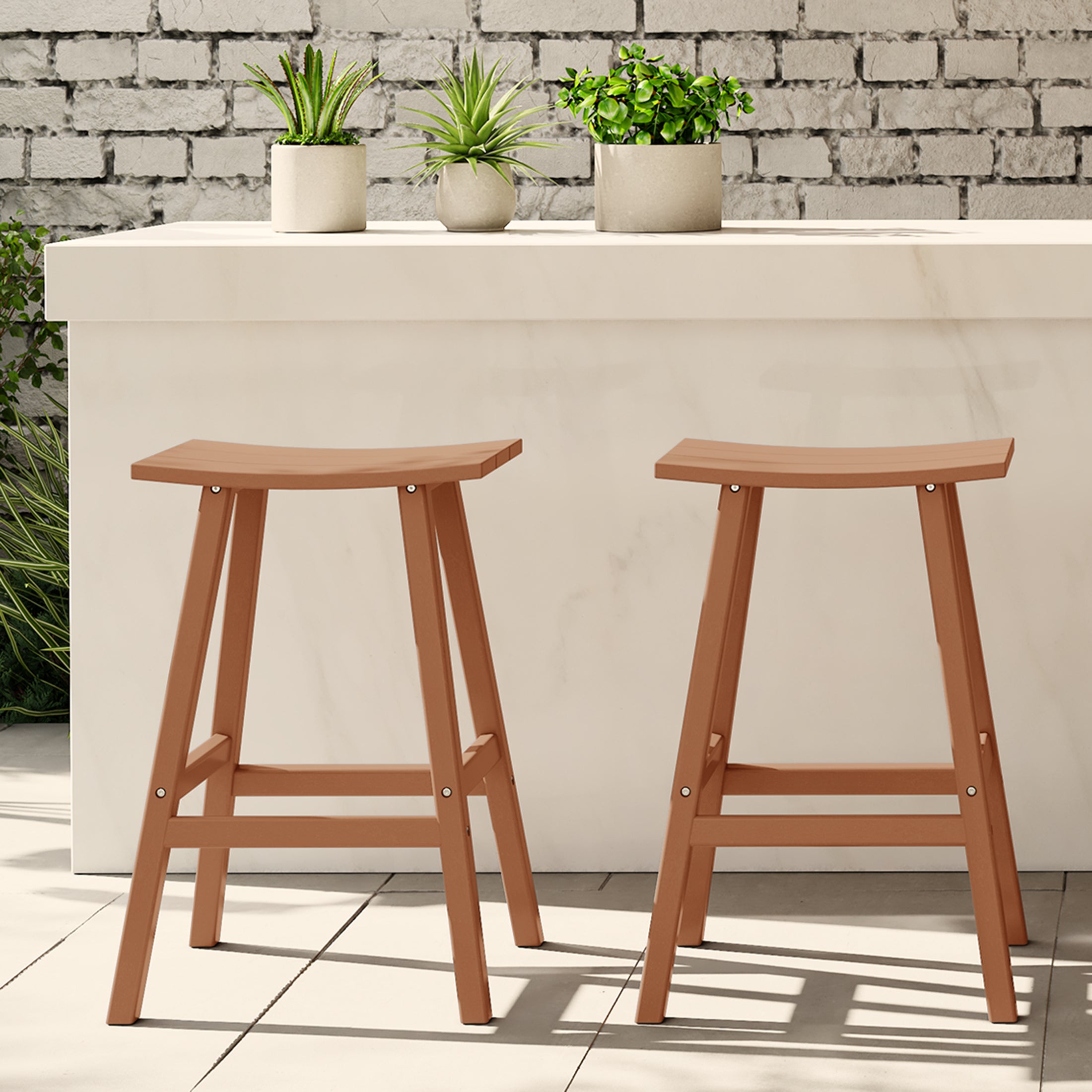 Malibu 29" HDPE Outdoor Patio Bar Height Bar Stools (Set of 2)