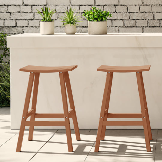 Malibu 29" HDPE Outdoor Patio Bar Height Bar Stools (Set of 2)