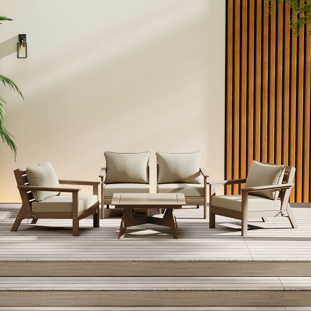 Avalon Outdoor 5-Piece Modular Sectional Patio Furniture Sofa Set