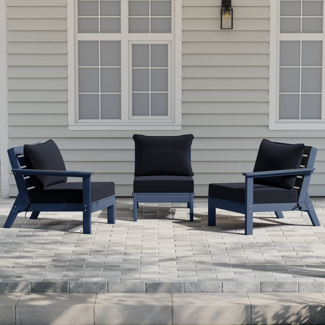 Avalon Outdoor Patio HDPE Sectional Sofa with Patio Cushions