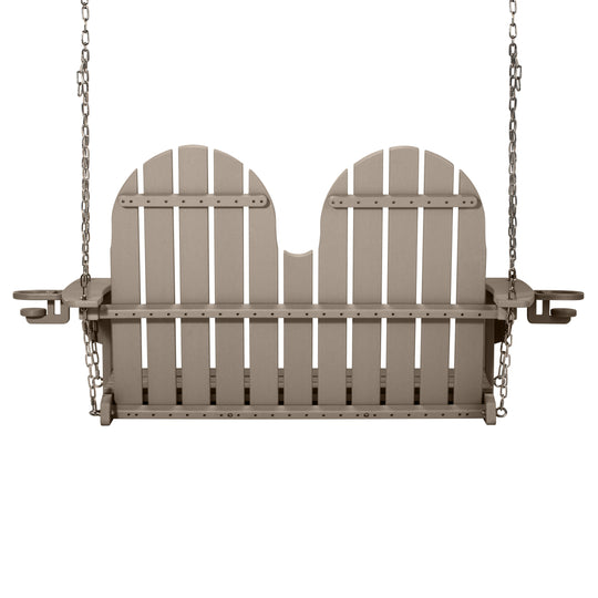 St. Augustine 4ft Outdoor HDPE Poly Farmhouse Hanging Porch Swing With Cup Holders