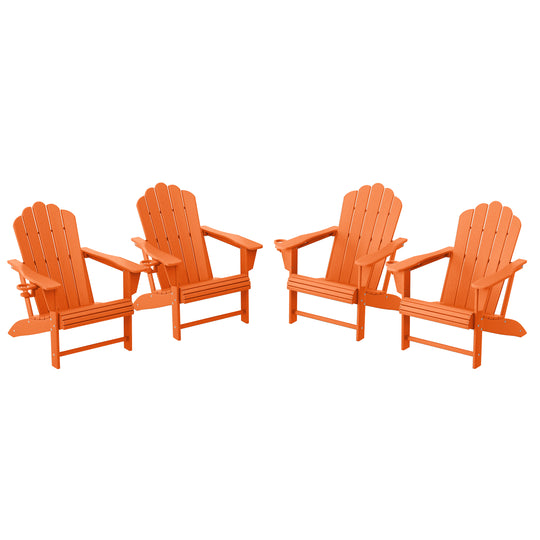 Highland Outdoor Patio HDPE Adirondack Chairs With Cup Holders (Set of 4)