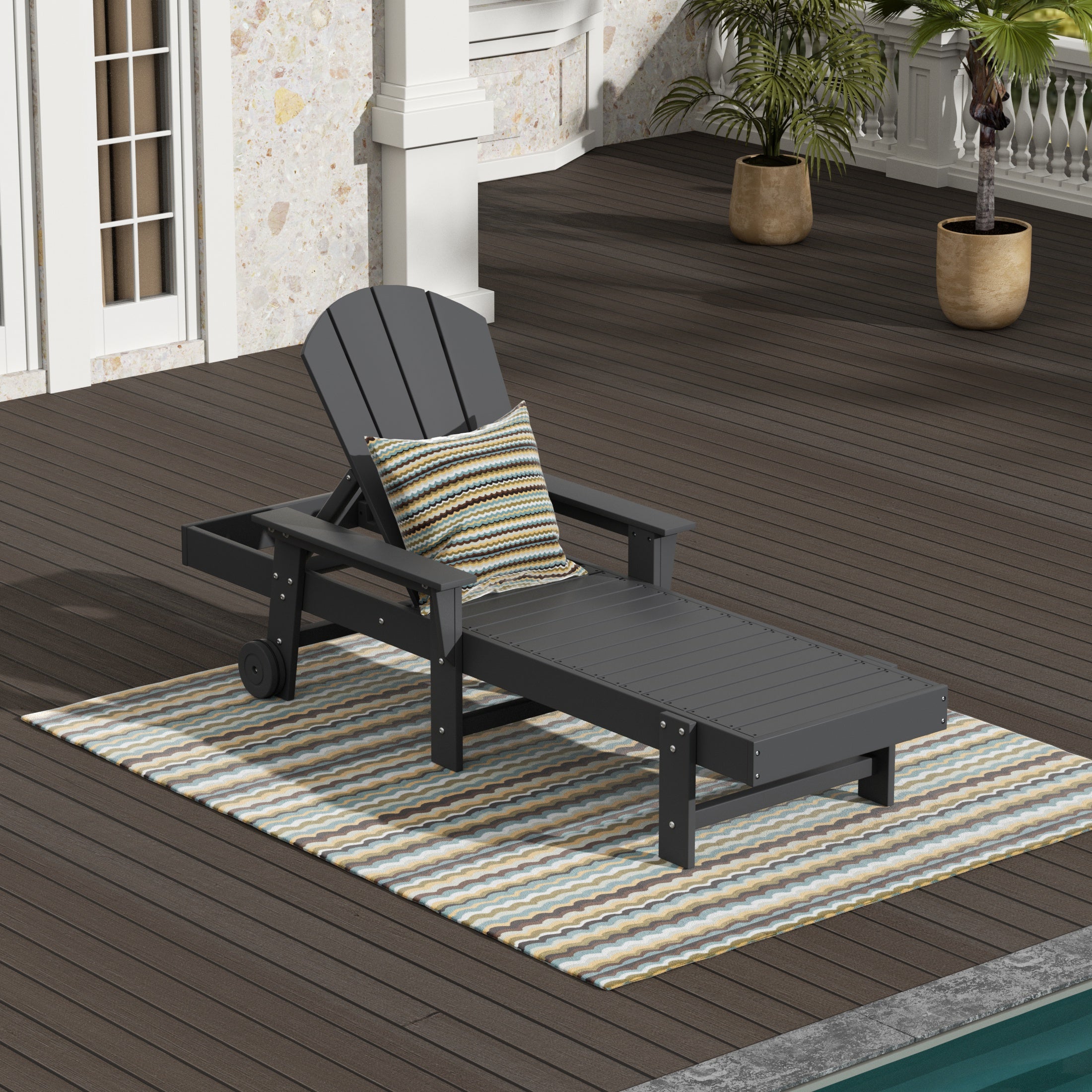 Malibu Reclining Chaise Lounge With Arms & Wheels