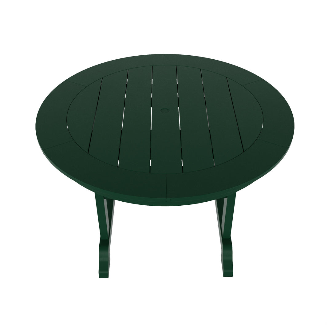 Malibu 5-Piece HDPE Round Patio Dining Table Set with Foldable Chairs