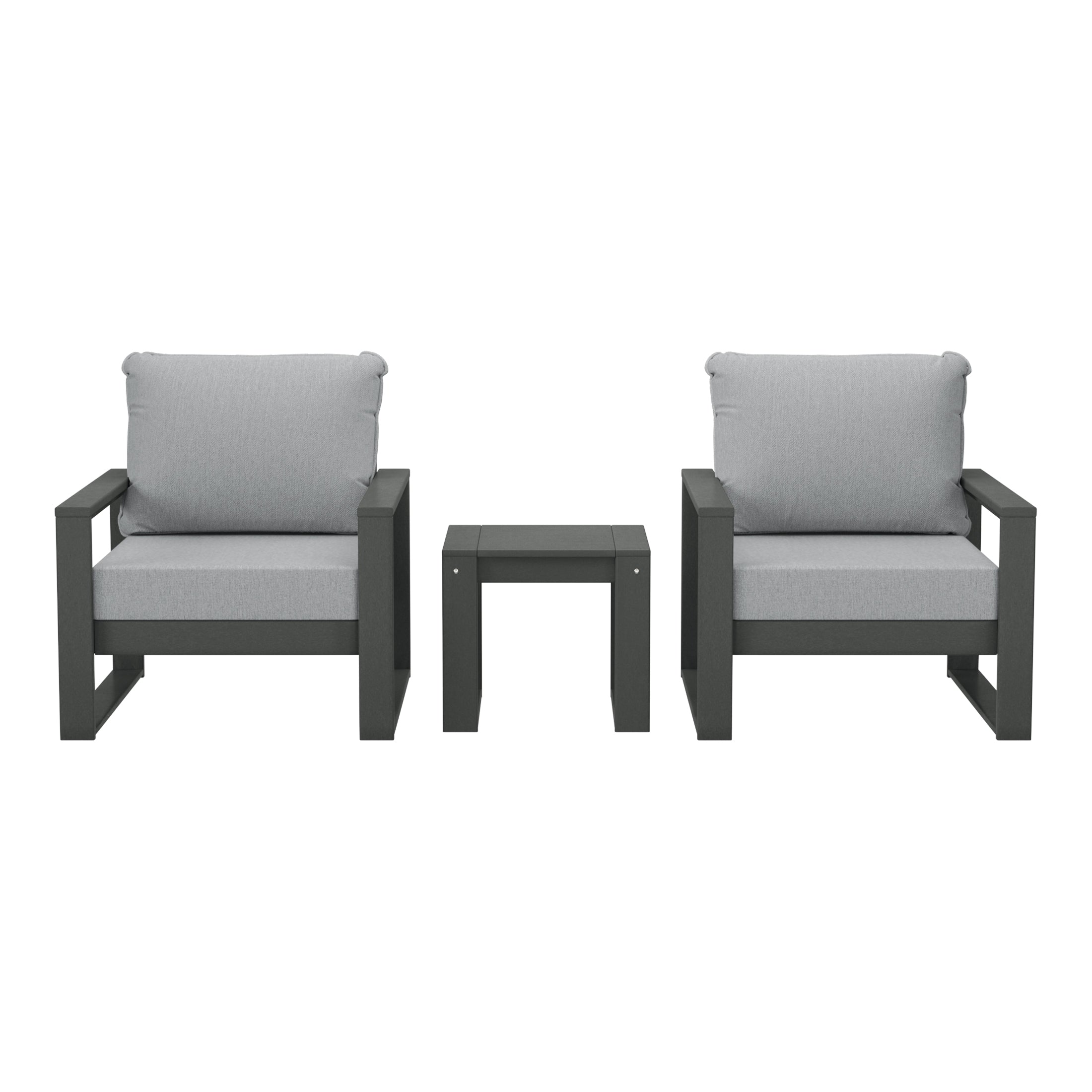 Montara Outdoor Modern 3-Piece HDPE Patio Sofa Set with Side Table