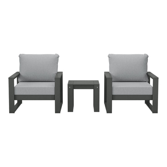 Montara Outdoor Modern 3-Piece HDPE Patio Sofa Set with Side Table