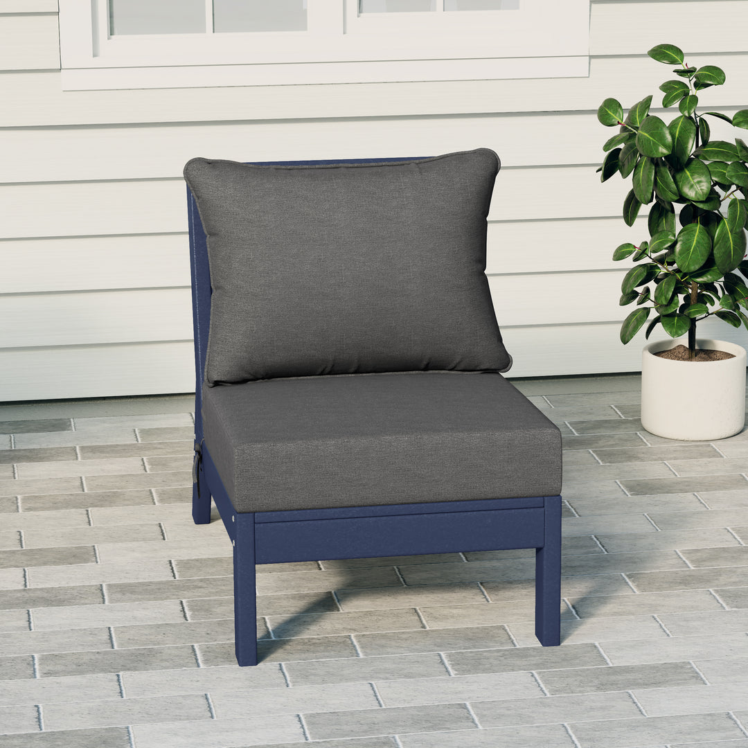 Avalon Outdoor HDPE Deep Seating Modular Armless Patio Chair with Patio Cushions