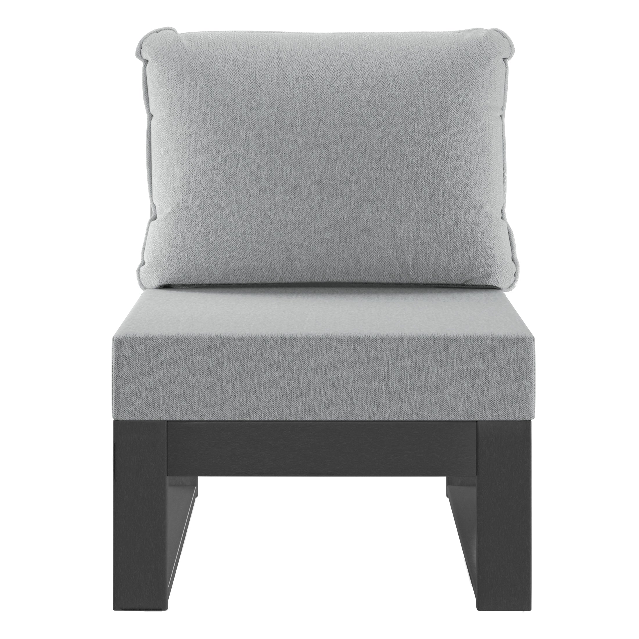Montara Outdoor HDPE Sectional Armless Chair with Water-Proof Patio Cushions