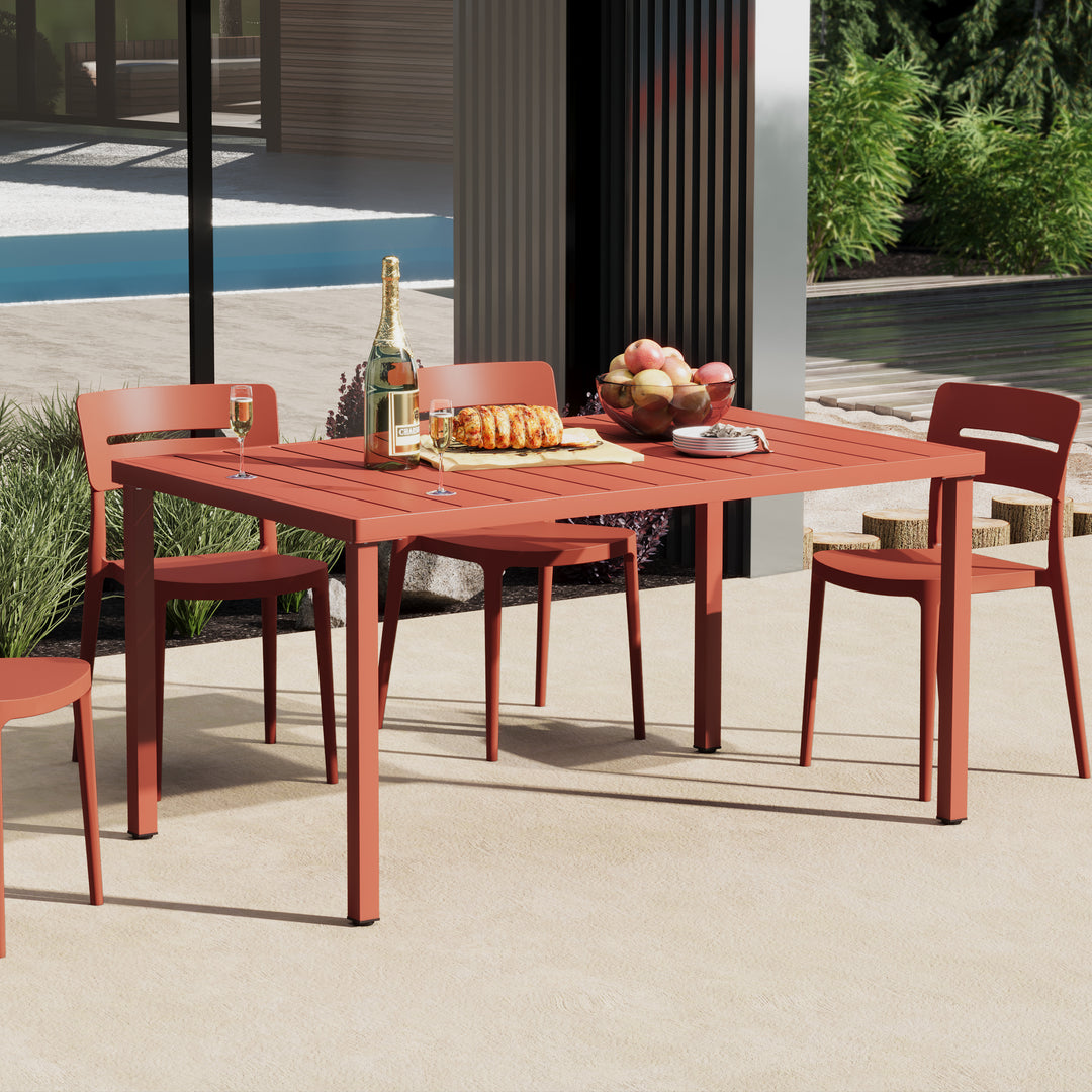 Playa 59" Iron Metal Outdoor Rectangular Patio Dining Table For 6