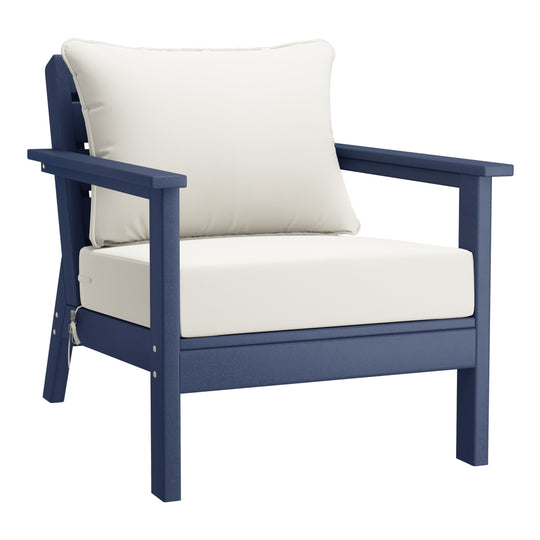 Avalon Outdoor Modern HDPE Patio Club Chairs with Deep Seat Cushions (Set of 2)