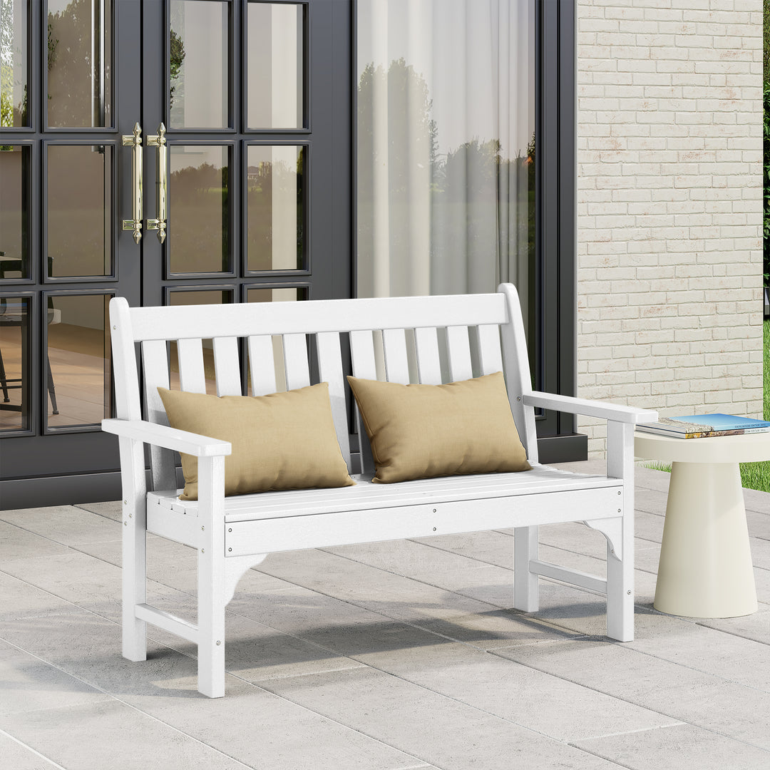 Malibu Outdoor 2-Person All-Weather HDPE Front Porch Garden Bench