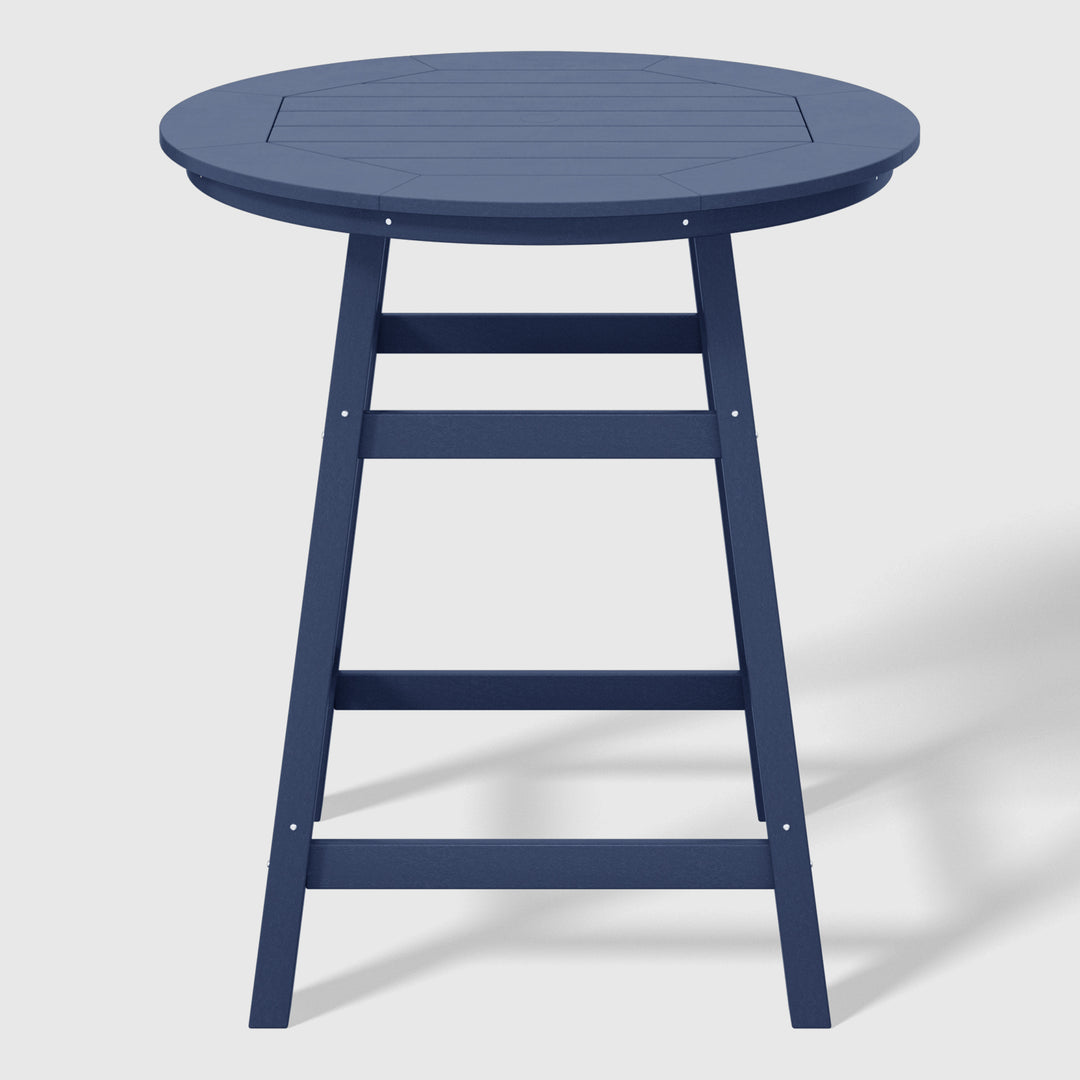 Malibu 5-Piece HDPE Outdoor Patio Dining Bar Bistro Table Set with Counter High Round Bar Stools