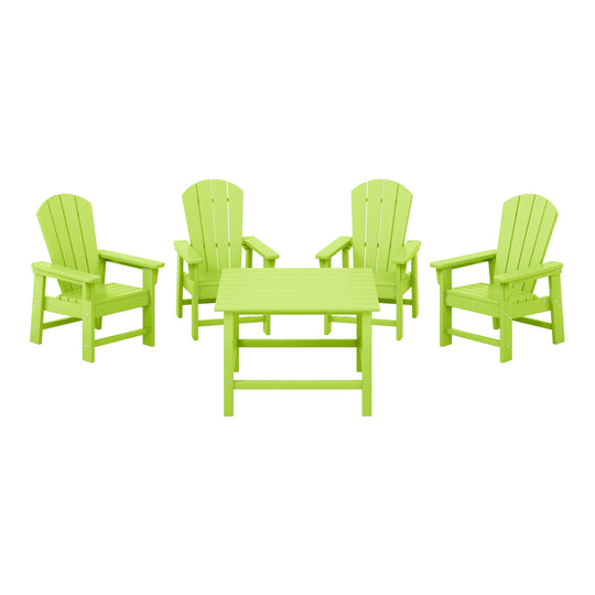 Malibu Kids 5-Piece HDPE Outdoor Square Patio Dining Table and Chairs Set