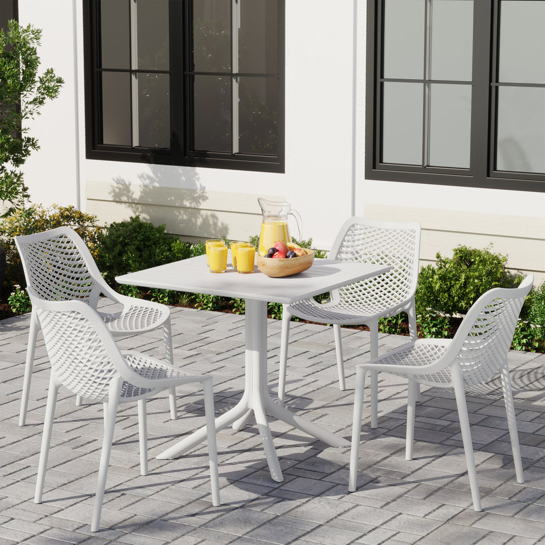 Playa 5-Piece Resin Square Patio Dining Table Set with Stackable Patio Dining Chairs