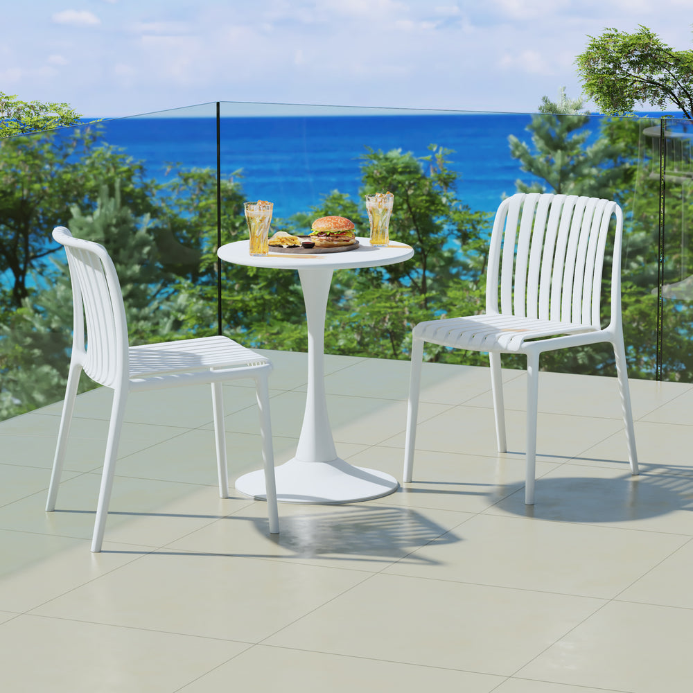 Playa Outdoor Stackable Polypropylene Plastic Dining Side Chairs (Set of 2)