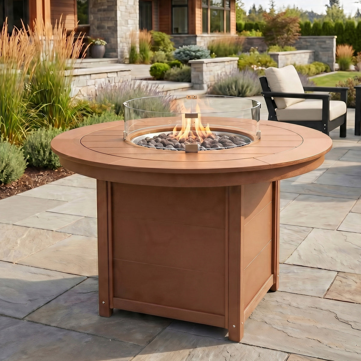 Helios 47" Modern Outdoor Patio Propane Gas Round Fire Pit Table