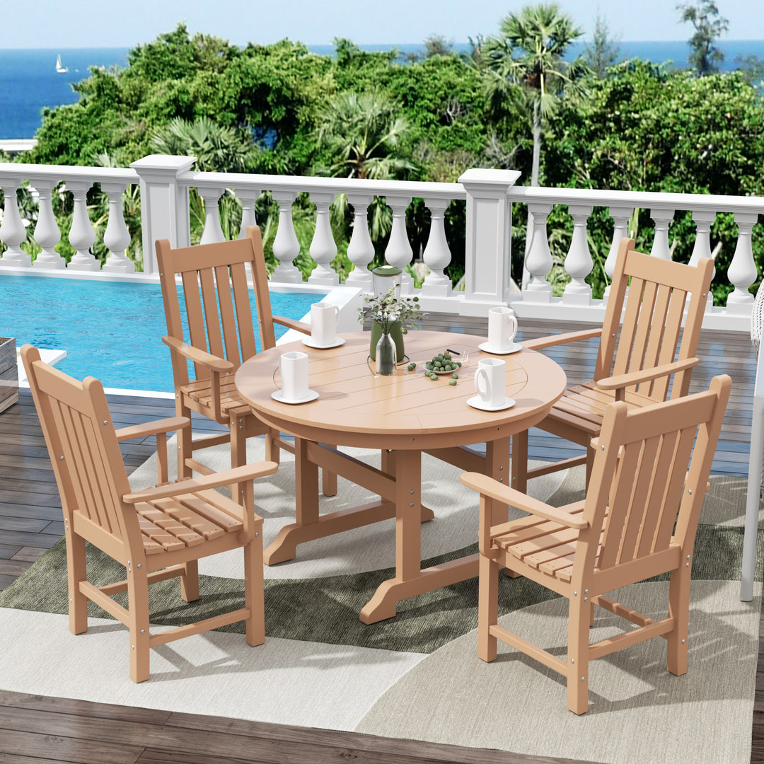Malibu 5 Piece Outdoor Patio Dining Set Outdoor Round Table and Armchair Set