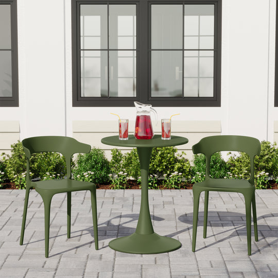 Playa Modern Stackable Resin Plastic Patio Dining Chair (Set of 2)