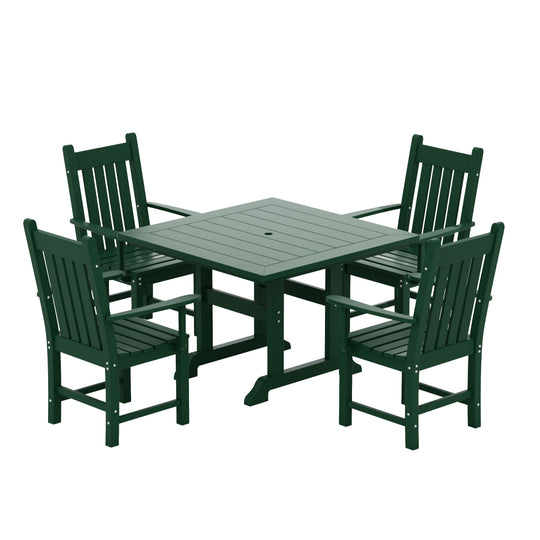 Malibu 5 Piece Outdoor Patio Dining Set Outdoor Square Table and Armchair Set