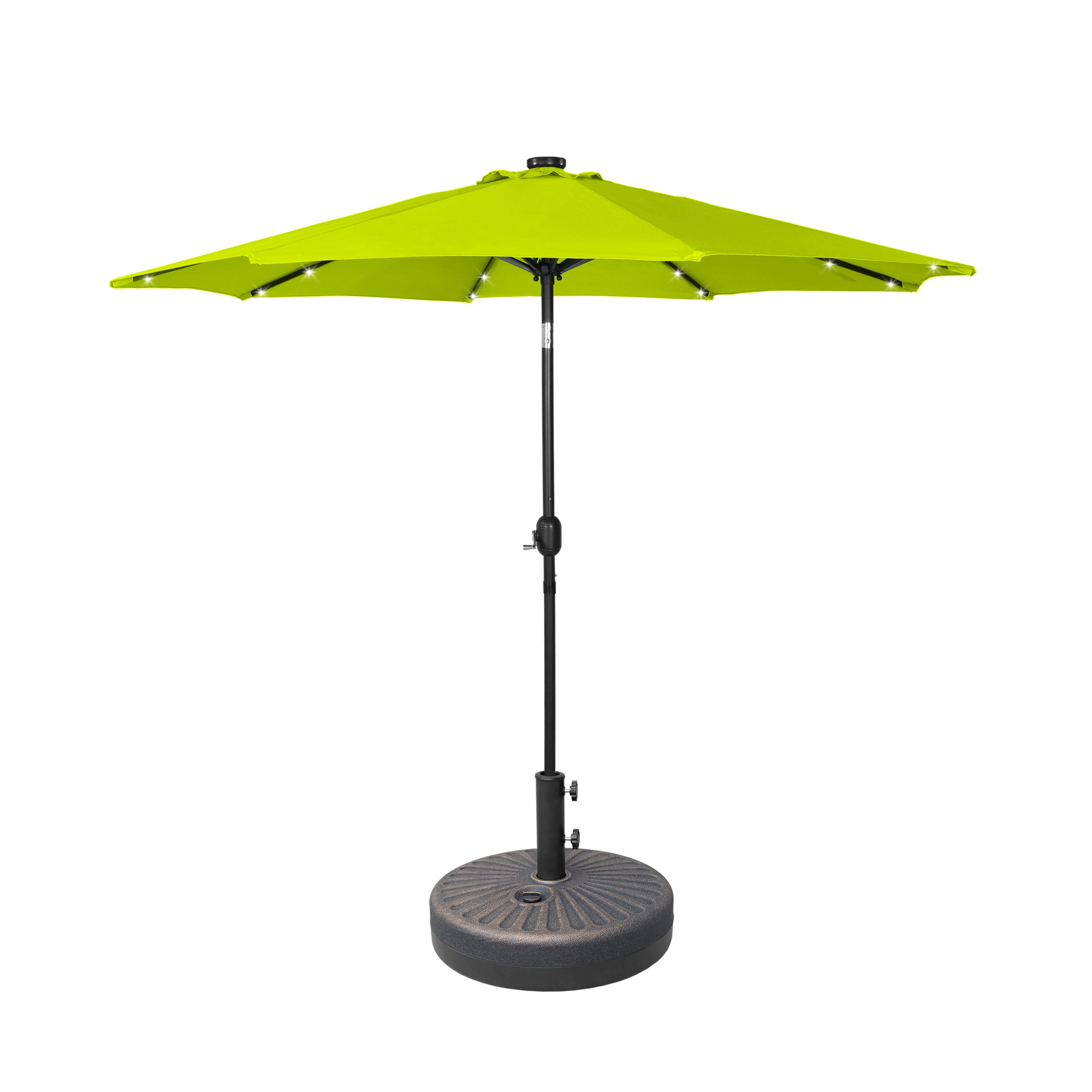 Cyrus 9 ft. Patio Solar LED Market Patio Umbrella with Base