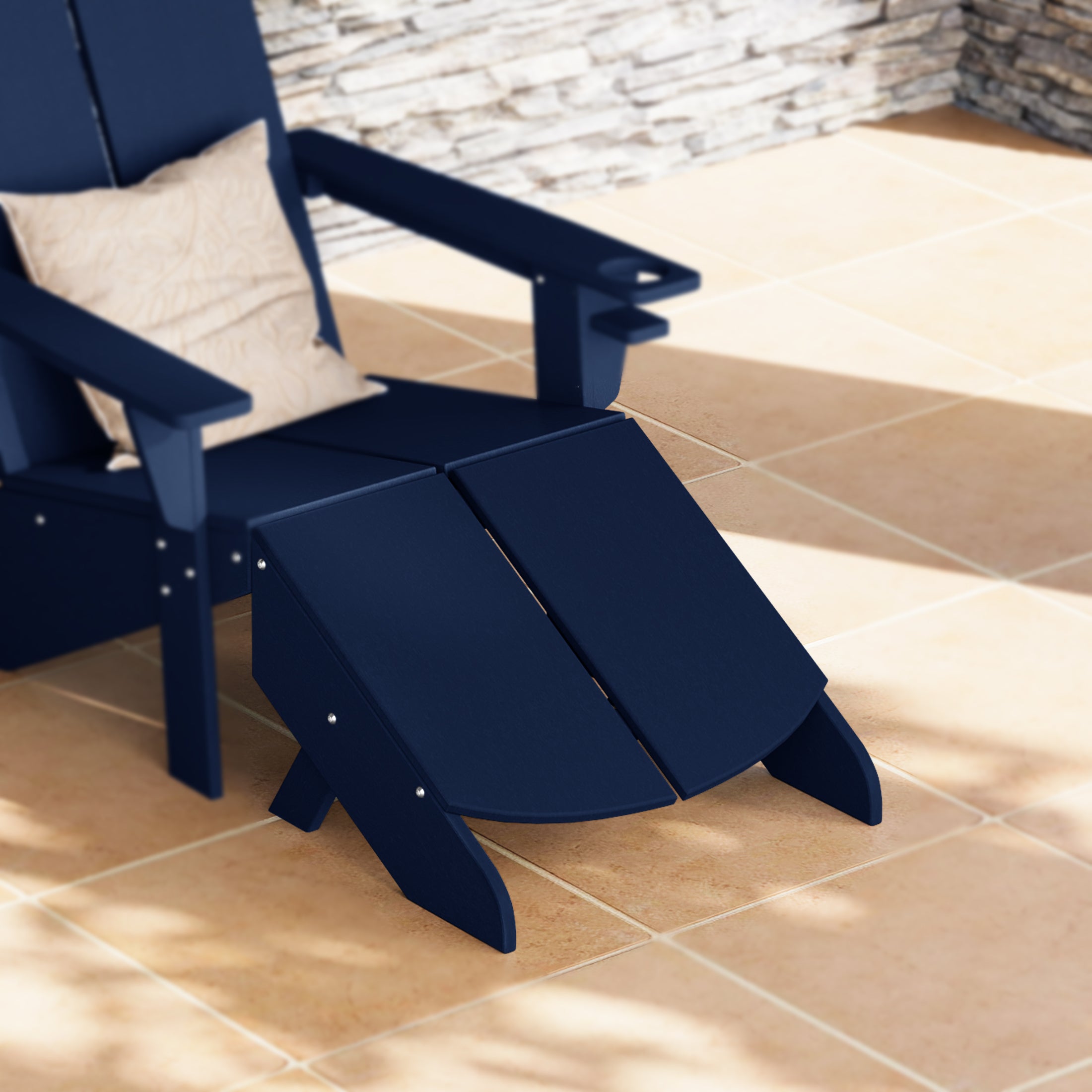 Riviera Modern HDPE Plastic Folding Patio Adirondack Ottoman