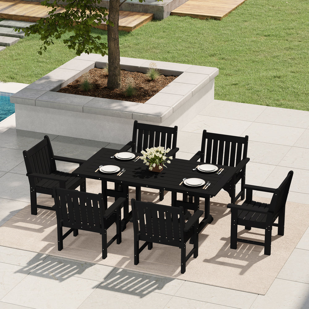 Malibu 7-Piece HDPE Outdoor Dining Patio Table and Chairs Set