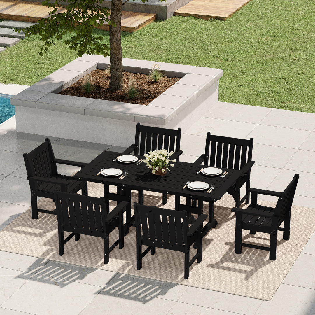 Malibu 7-Piece HDPE Outdoor Dining Patio Table and Chairs Set