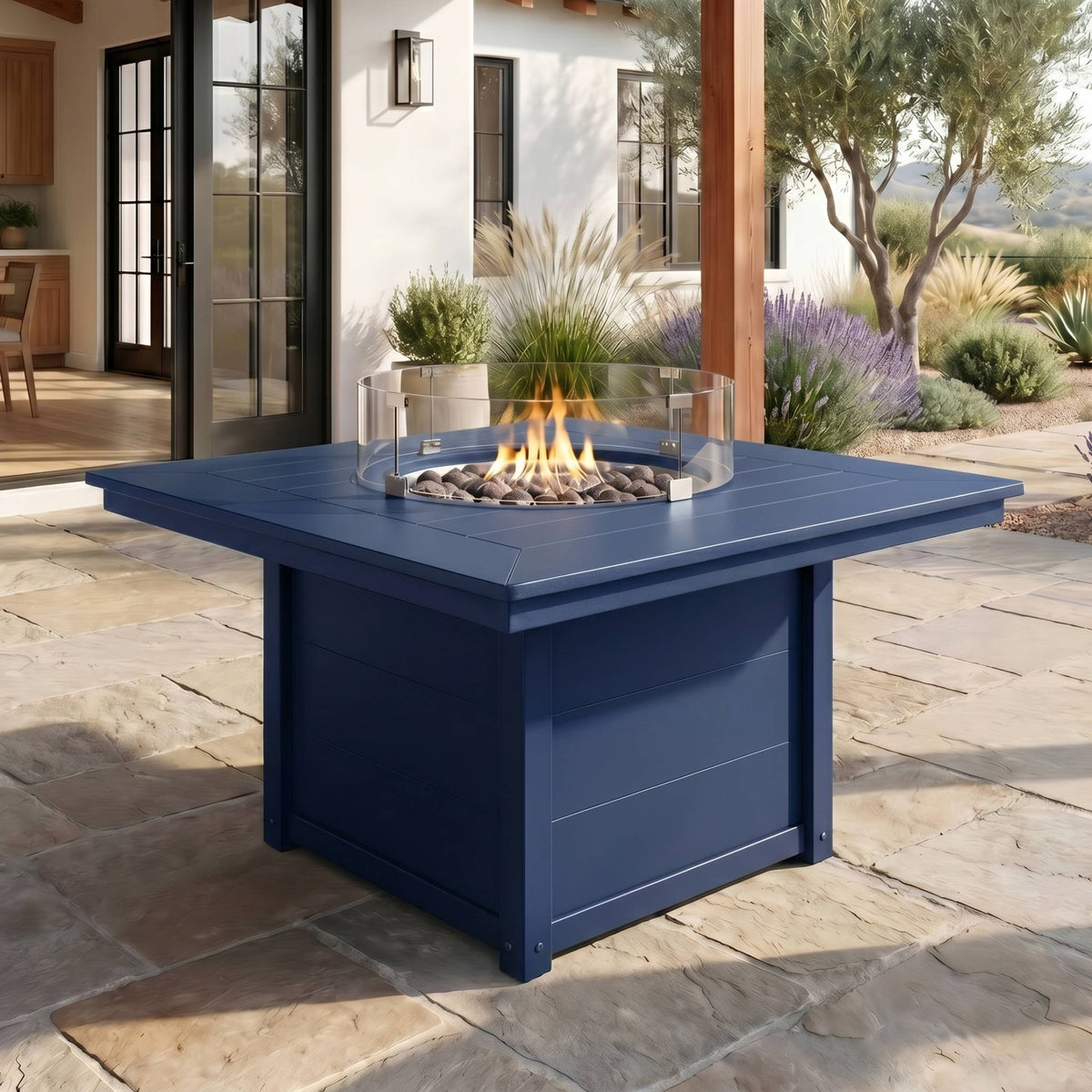 Helios 42" Modern Outdoor Patio Propane Square Fire Pit Table