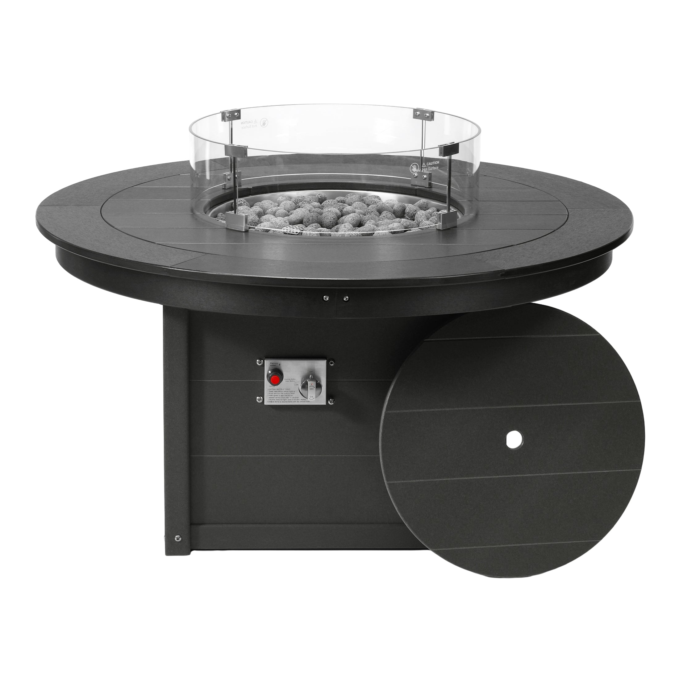 Helios 47" Modern Outdoor 55,000 BTU Patio Propane Round Fire Pit Table