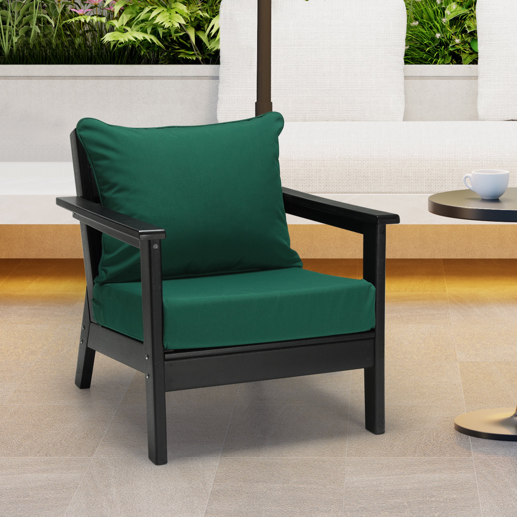 Solace Water Repellent Outdoor 2-Piece Deep Set Patio Seat Back Chair Cushions, 25" x 25"