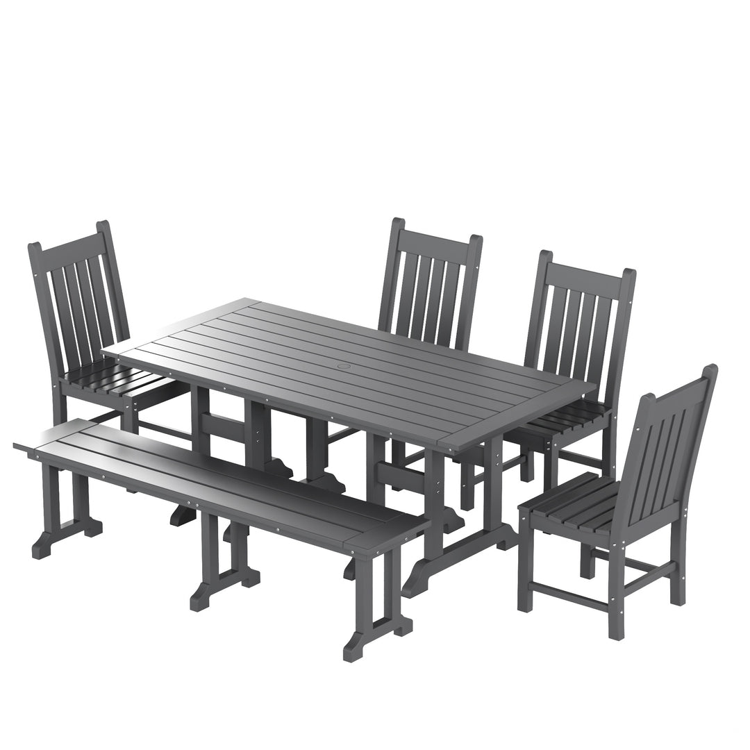 Malibu 6-Piece Outdoor Patio Dining Set Outdoor Table and Bench Chair Set