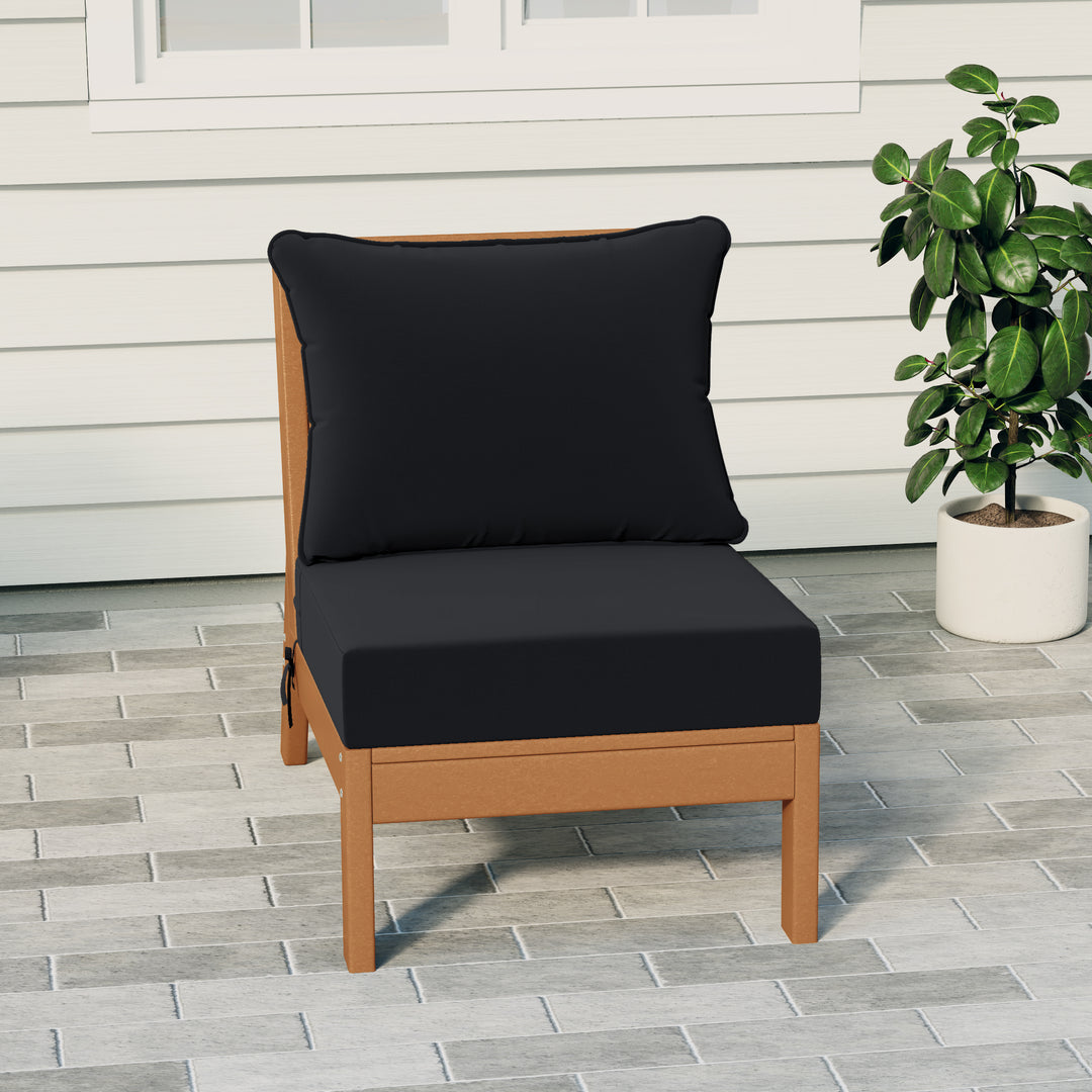 Avalon Outdoor HDPE Deep Seating Modular Armless Patio Chair with Patio Cushions