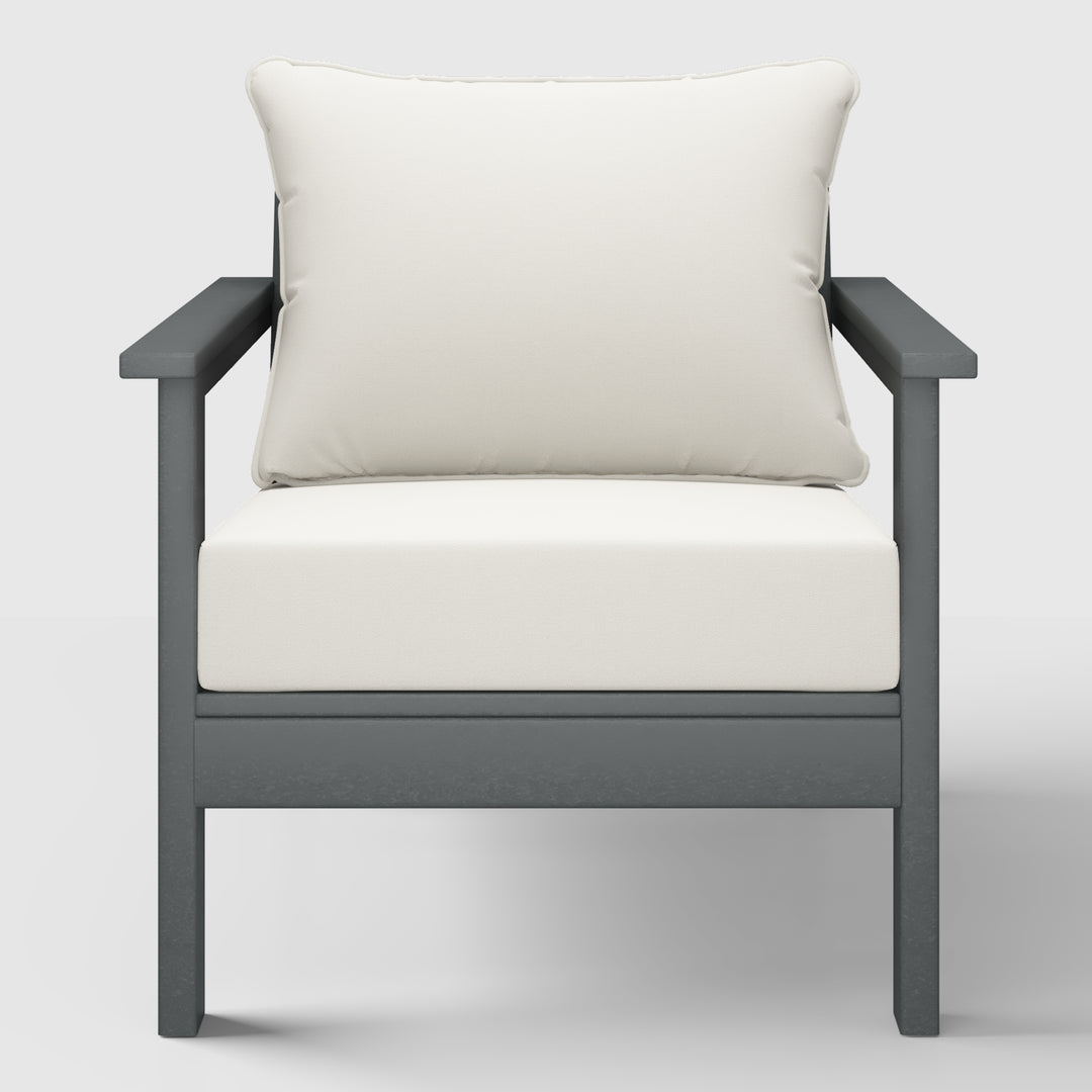 Avalon Outdoor Modern HDPE Patio Club Chairs with Deep Seat Cushions (Set of 2)