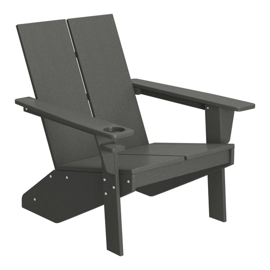 Riviera Outdoor HDPE Modern Adirondack Chair with Folding Patio Ottoman and Cup Holder
