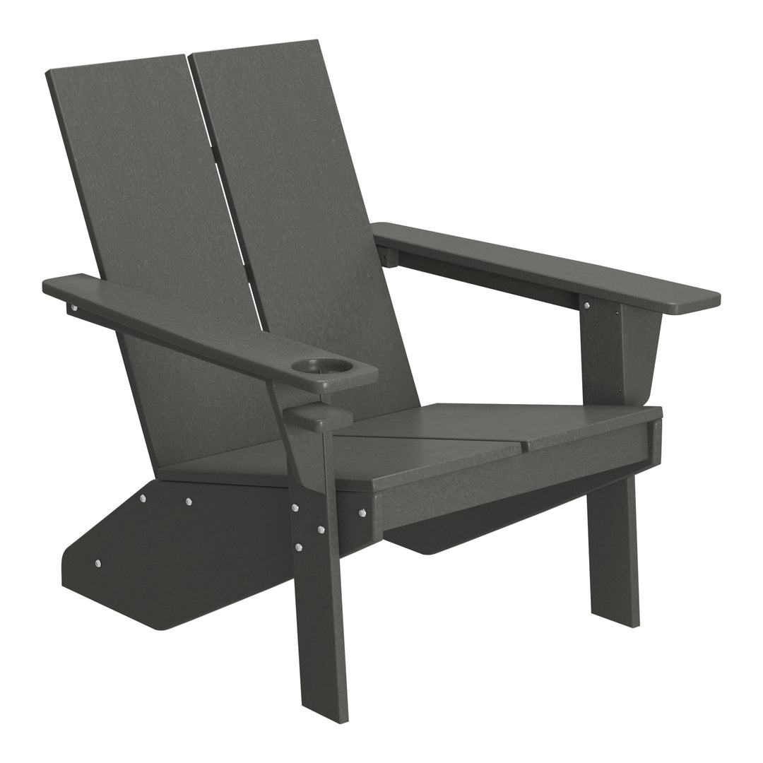 Riviera Outdoor 4-Piece HDPE Modern Adirondack Chairs Set with Folding Patio Ottomans and Cup Holder