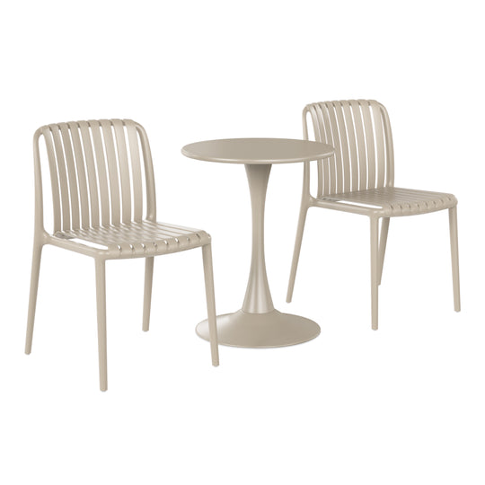 Playa 3-Piece Outdoor Metal Dining Table Set And Stackable Resin Patio Chairs