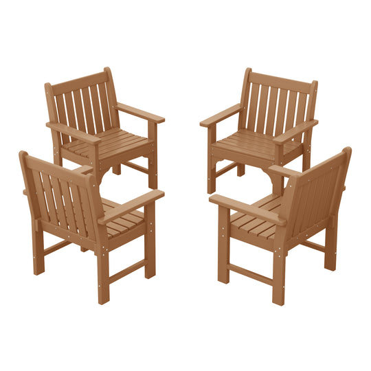 Malibu Outdoor Patio HDPE Adirondack Dining Arm Chairs (Set of 4)