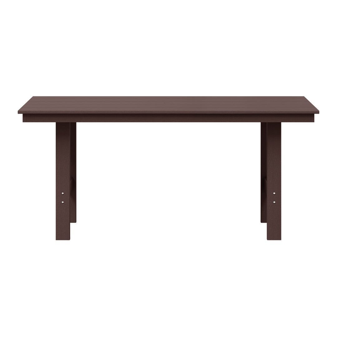 Ashore Outdoor Modern HDPE 66" Wide Rectangle Patio Dining Table for 6