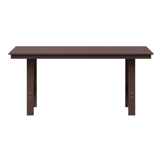 Ashore Outdoor Modern HDPE 66" Wide Rectangle Patio Dining Table for 6