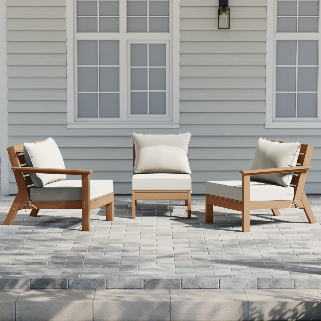 Avalon Outdoor Patio HDPE Sectional Sofa with Patio Cushions