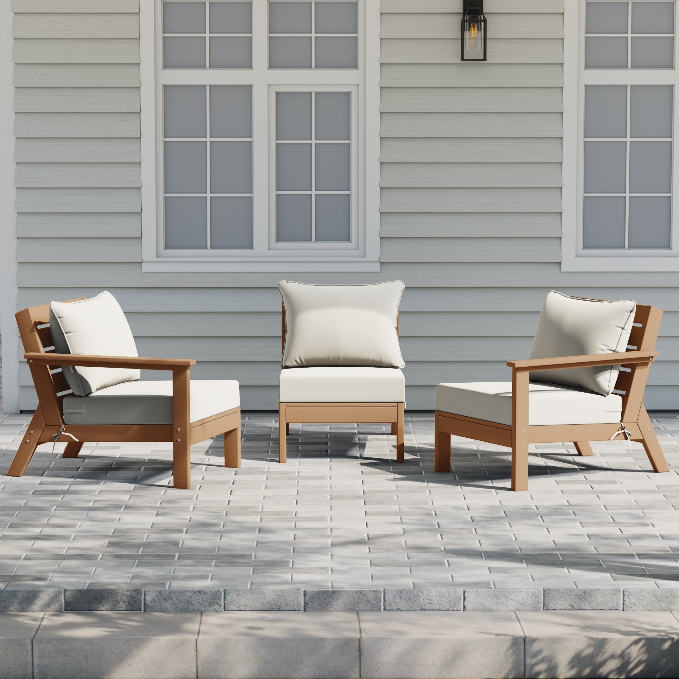 Avalon Outdoor Patio HDPE Sectional Sofa with Patio Cushions