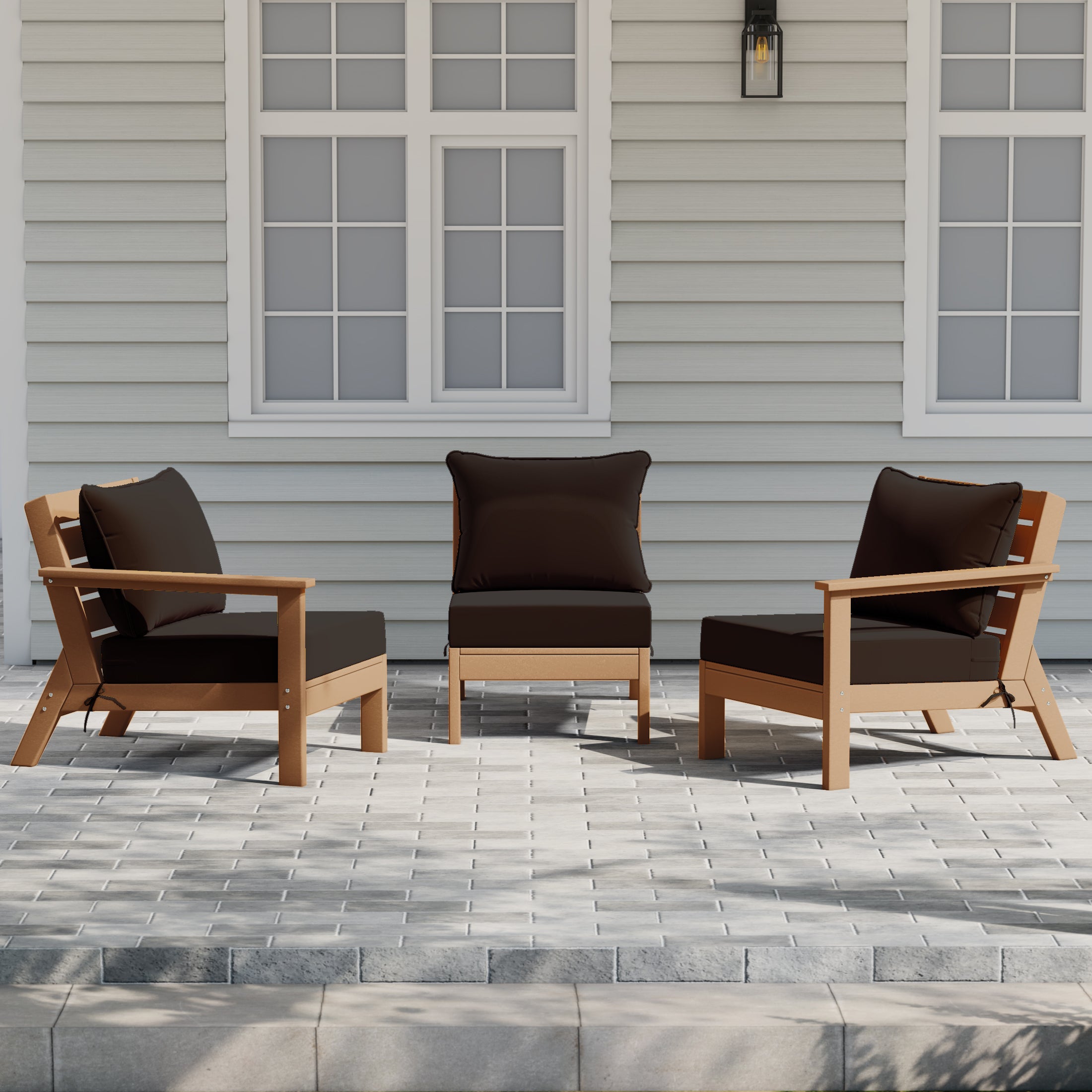 Avalon Outdoor Patio HDPE Sectional Sofa with Patio Cushions
